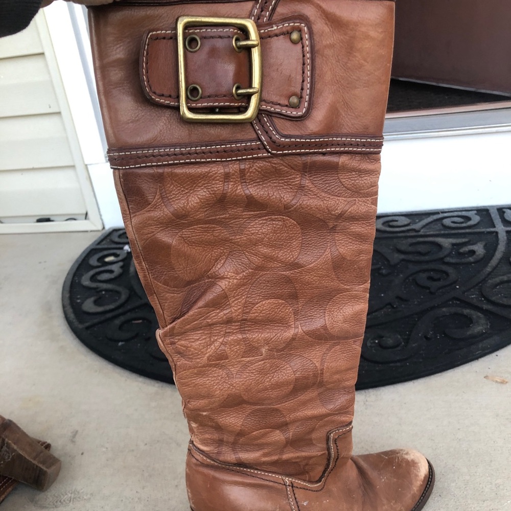 Brown leather coach boots - vintage